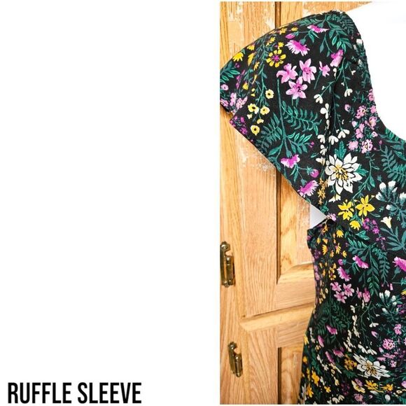 OLDโNAVY NEW Plus Size Women's Floral Print Cotton Woven Dress Black Combo XXL - Picture 6 of 16